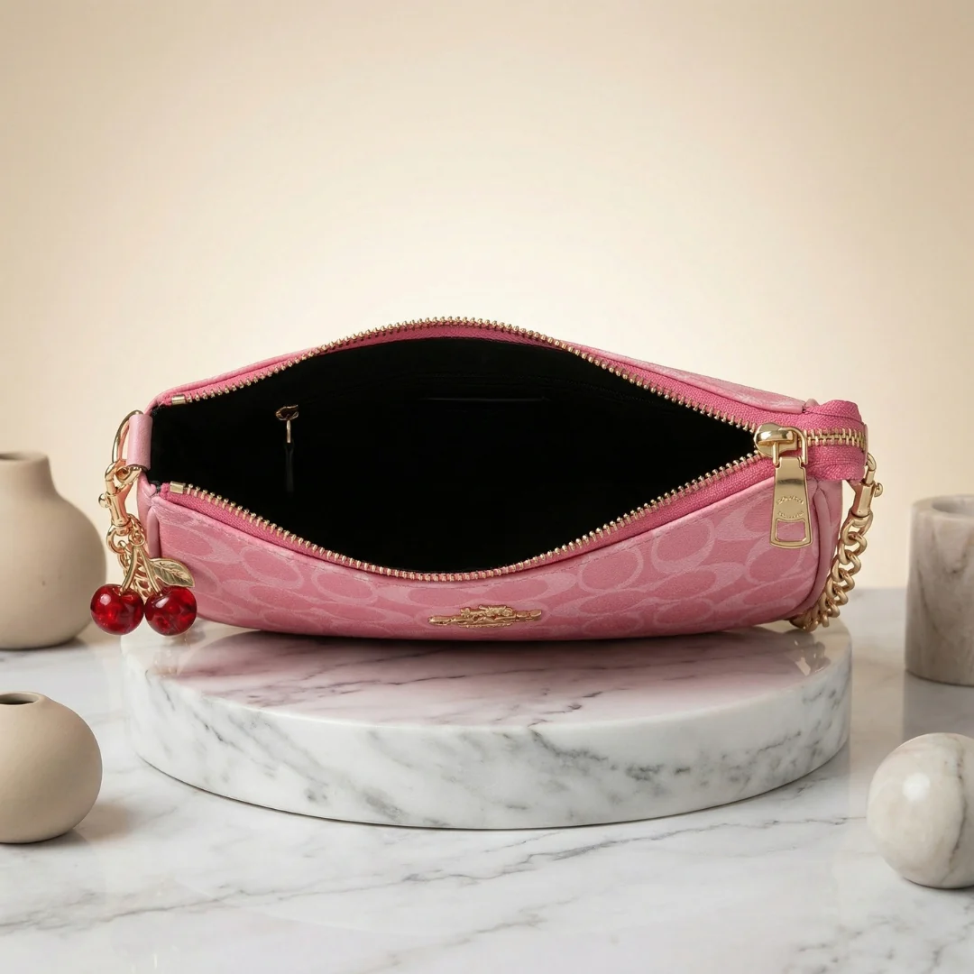 Chic Pink Coach Handbag with Cherry Charms4