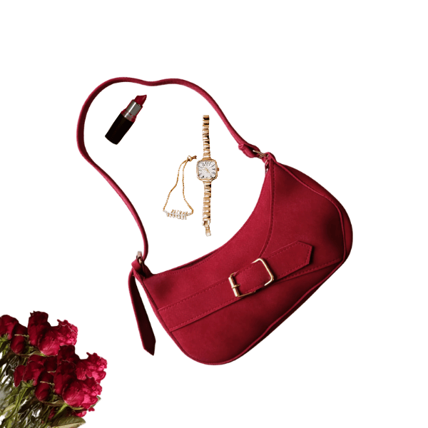maroon color bag Velora maroon bag with velvety touch - Image 1